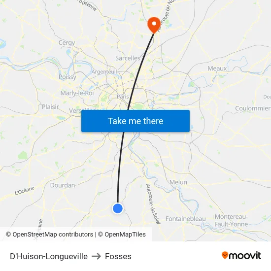 D'Huison-Longueville to Fosses map
