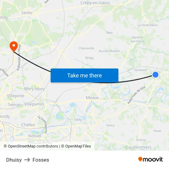 Dhuisy to Fosses map