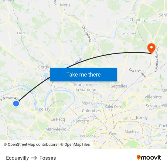 Ecquevilly to Fosses map