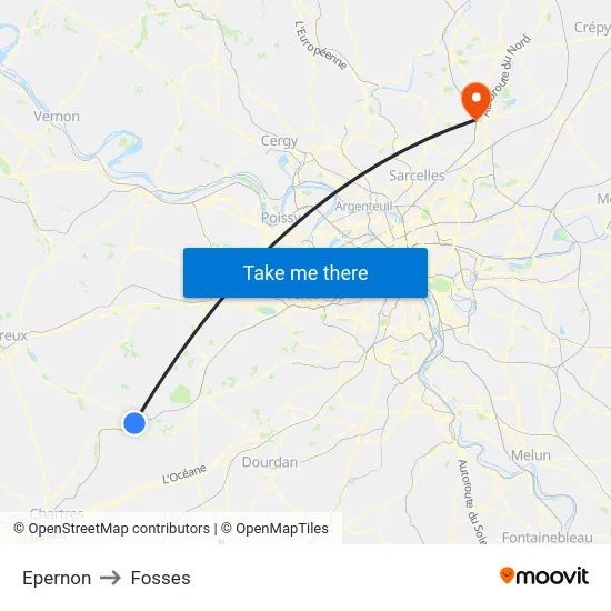 Epernon to Fosses map