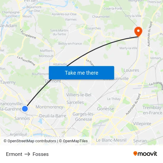 Ermont to Fosses map