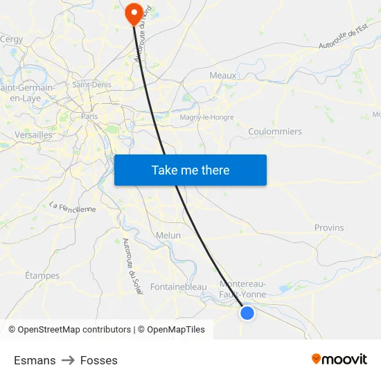Esmans to Fosses map