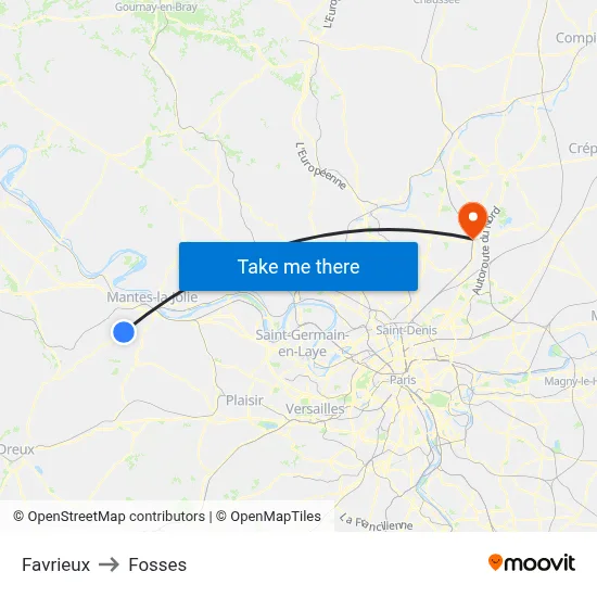 Favrieux to Fosses map