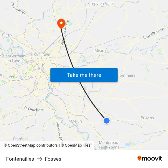 Fontenailles to Fosses map
