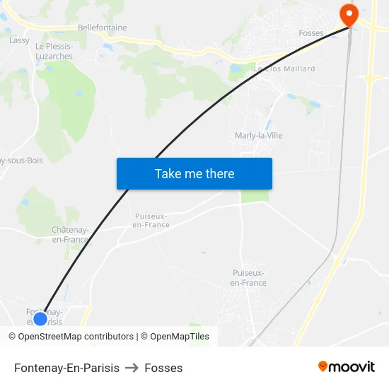 Fontenay-En-Parisis to Fosses map