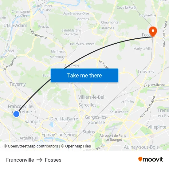 Franconville to Fosses map