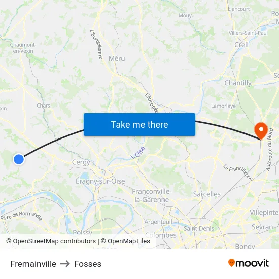 Fremainville to Fosses map