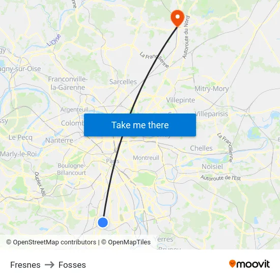 Fresnes to Fosses map