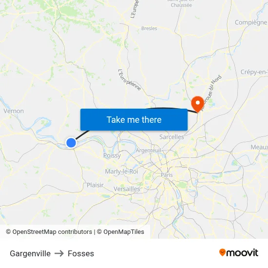 Gargenville to Fosses map
