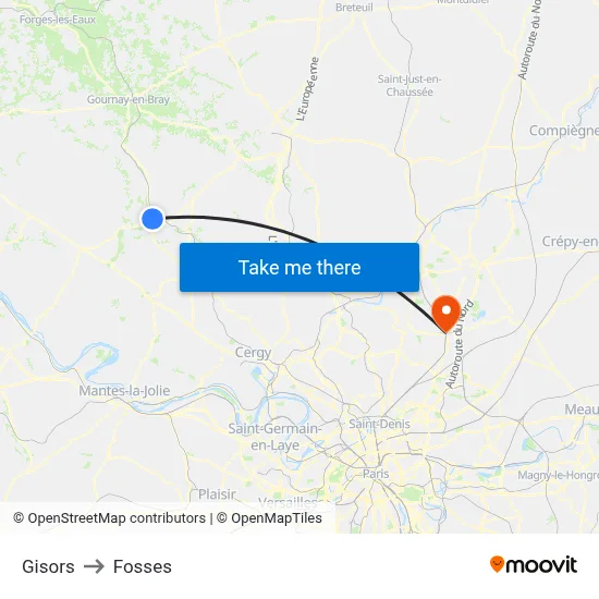 Gisors to Fosses map