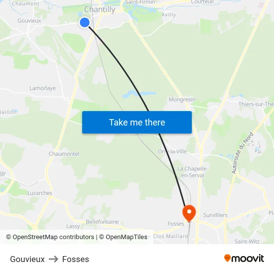 Gouvieux to Fosses map