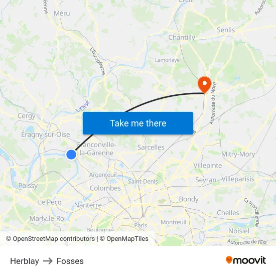 Herblay to Fosses map