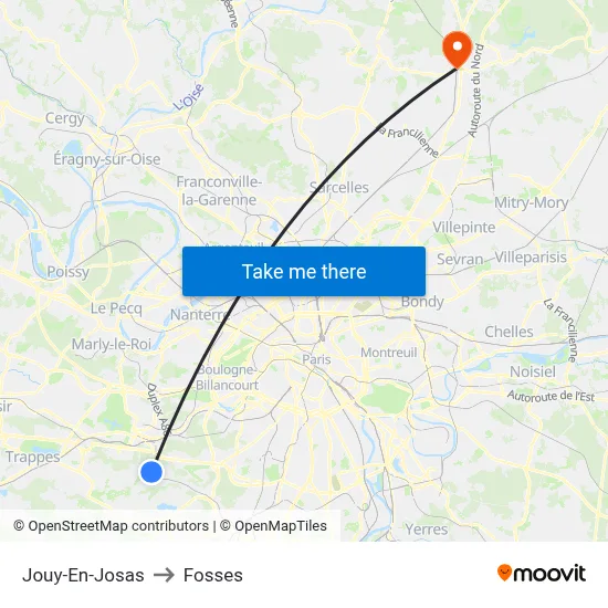 Jouy-En-Josas to Fosses map