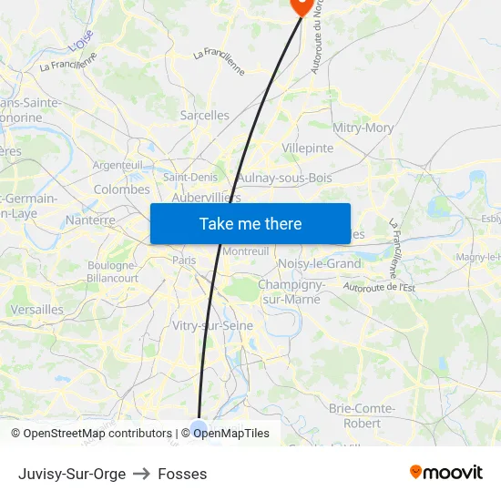 Juvisy-Sur-Orge to Fosses map