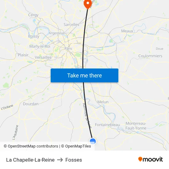 La Chapelle-La-Reine to Fosses map