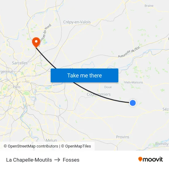 La Chapelle-Moutils to Fosses map