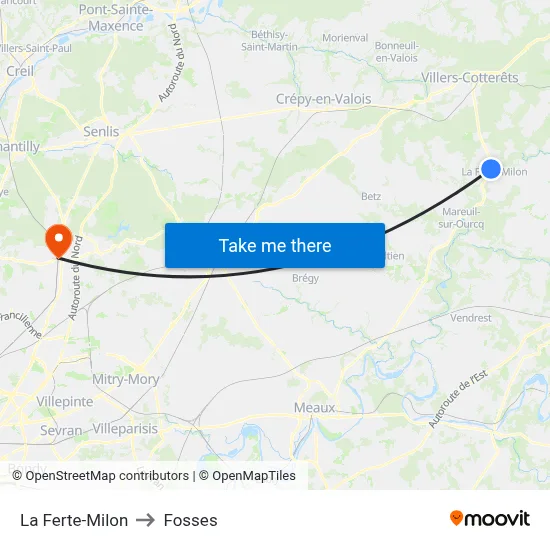 La Ferte-Milon to Fosses map