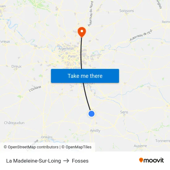 La Madeleine-Sur-Loing to Fosses map