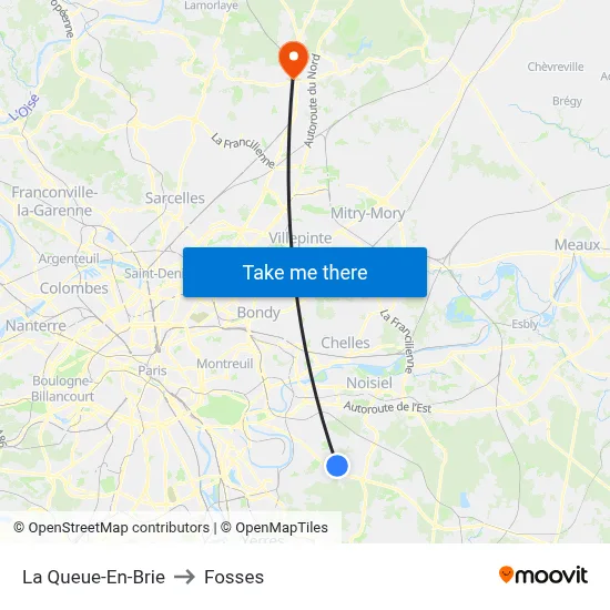 La Queue-En-Brie to Fosses map