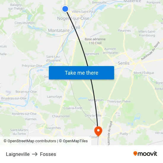 Laigneville to Fosses map