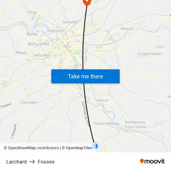 Larchant to Fosses map