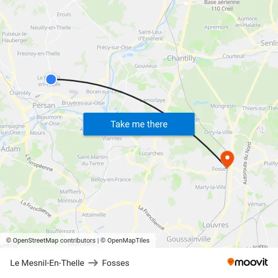 Le Mesnil-En-Thelle to Fosses map
