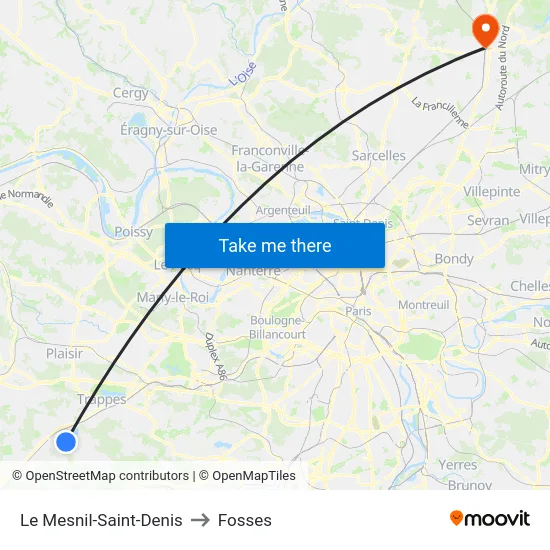 Le Mesnil-Saint-Denis to Fosses map