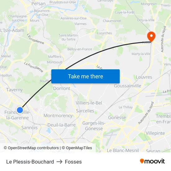 Le Plessis-Bouchard to Fosses map