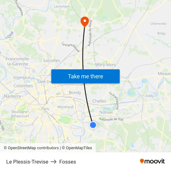 Le Plessis-Trevise to Fosses map
