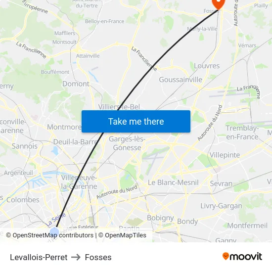 Levallois-Perret to Fosses map