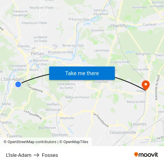 L'Isle-Adam to Fosses map