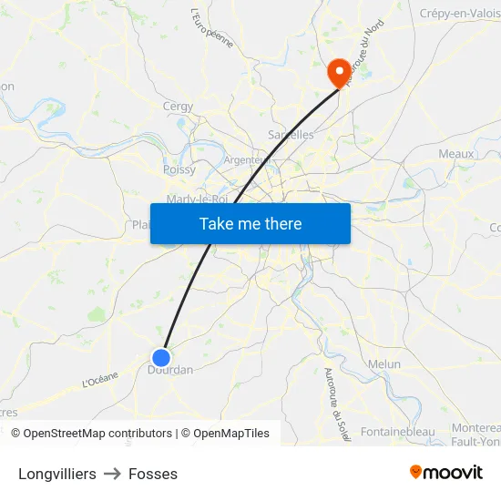 Longvilliers to Fosses map