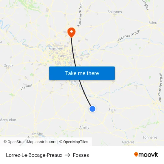 Lorrez-Le-Bocage-Preaux to Fosses map