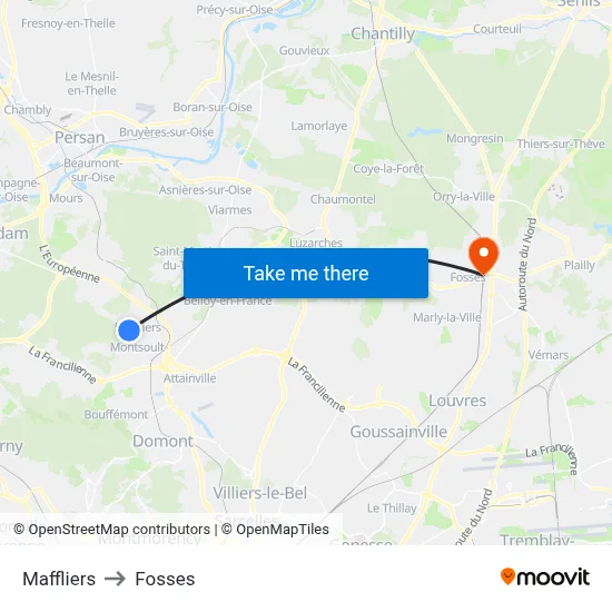 Maffliers to Fosses map