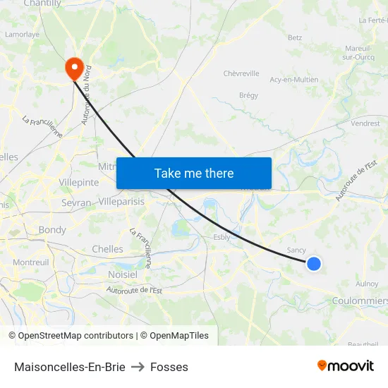 Maisoncelles-En-Brie to Fosses map