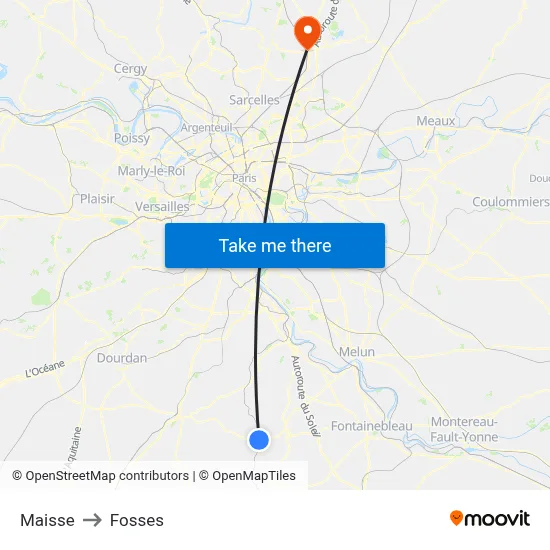 Maisse to Fosses map