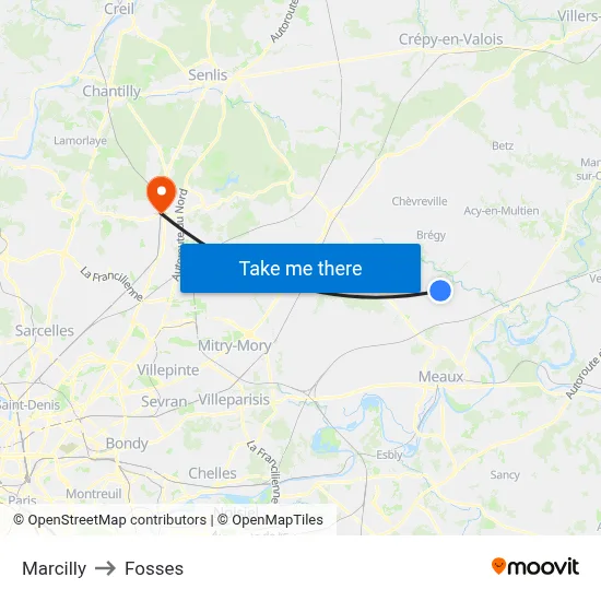 Marcilly to Fosses map