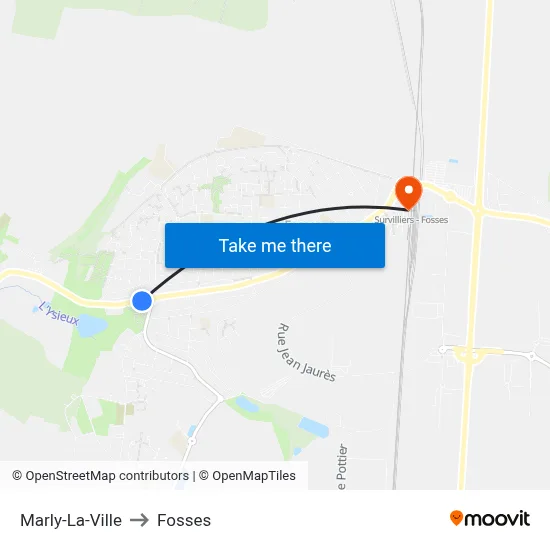 Marly-La-Ville to Fosses map