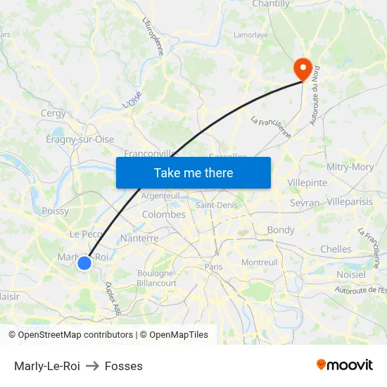 Marly-Le-Roi to Fosses map