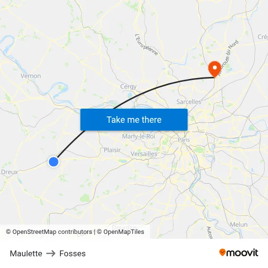 Maulette to Fosses map