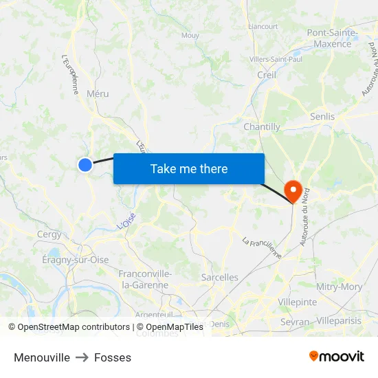 Menouville to Fosses map