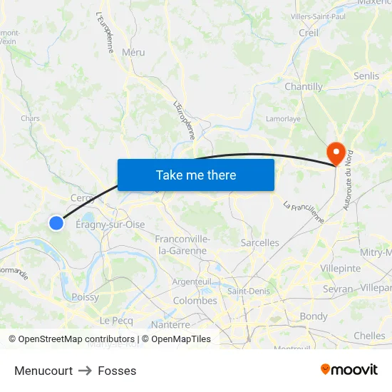 Menucourt to Fosses map