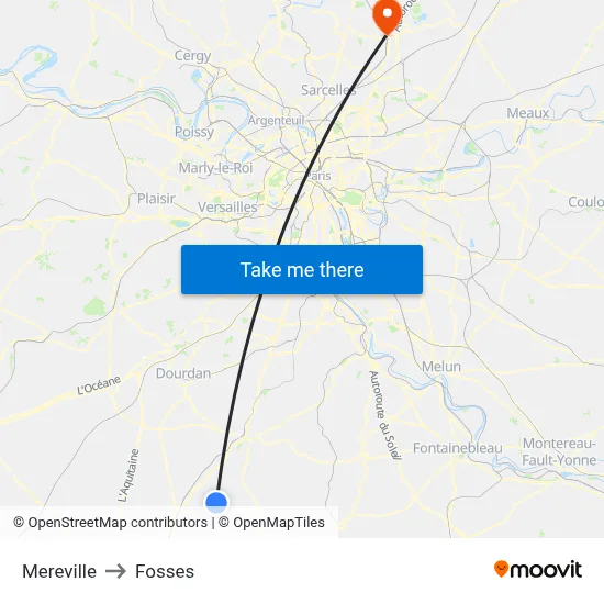 Mereville to Fosses map