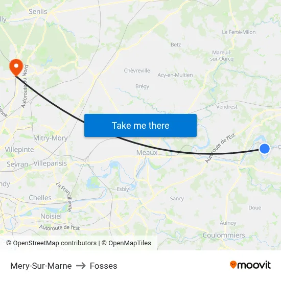 Mery-Sur-Marne to Fosses map
