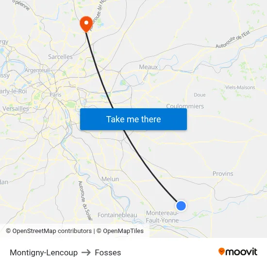Montigny-Lencoup to Fosses map