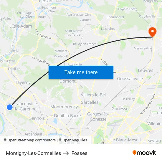 Montigny-Les-Cormeilles to Fosses map