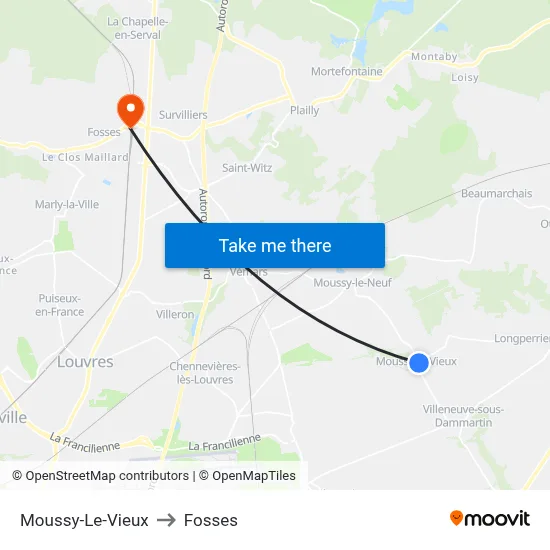 Moussy-Le-Vieux to Fosses map