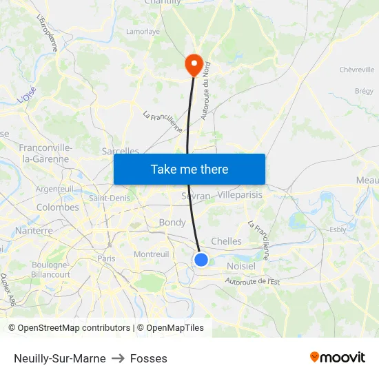 Neuilly-Sur-Marne to Fosses map