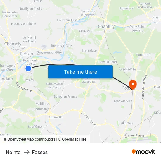 Nointel to Fosses map