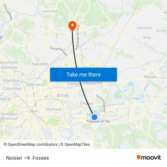 Noisiel to Fosses map